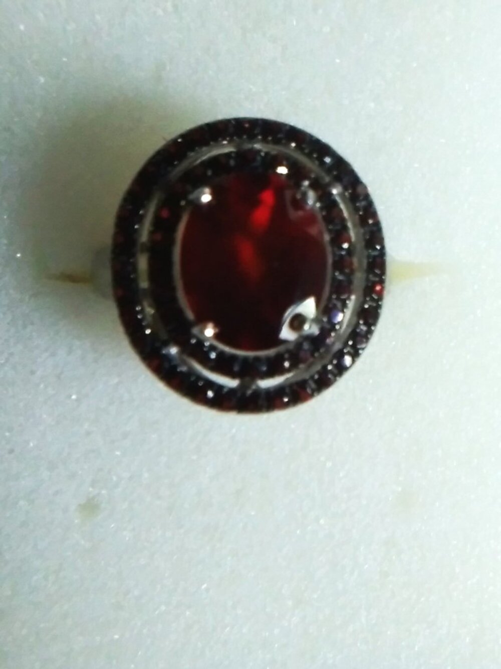 Hessonite with Garnet Silver Ring